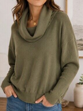 Warm & Cozy Lifestyle Cowl Neck Sweater | Women's Medium | Olive Green